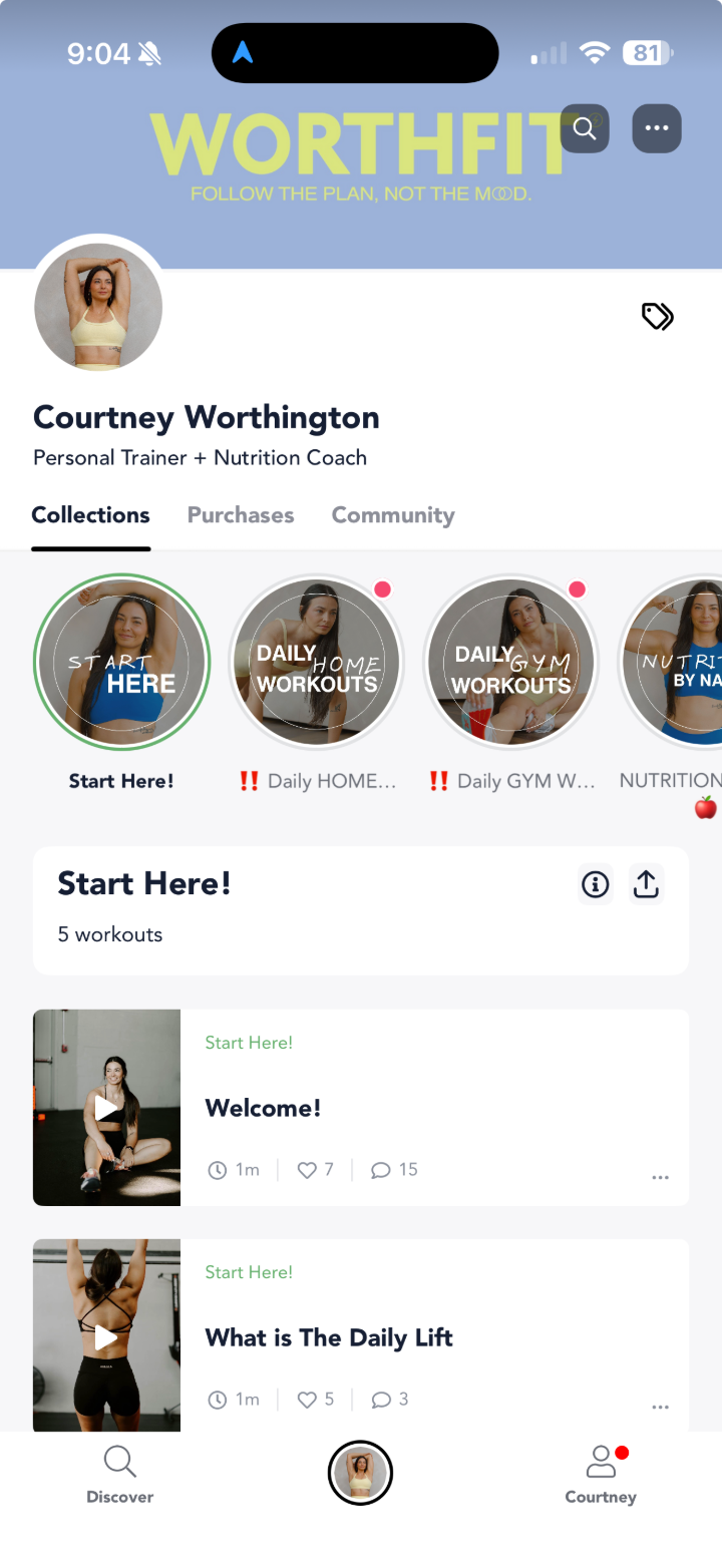 WorthFit app — program collections