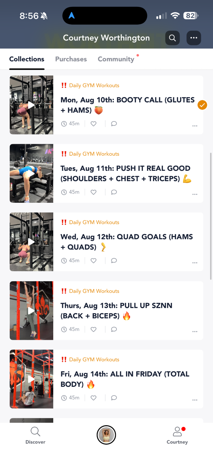 WorthFit app — daily gym workouts